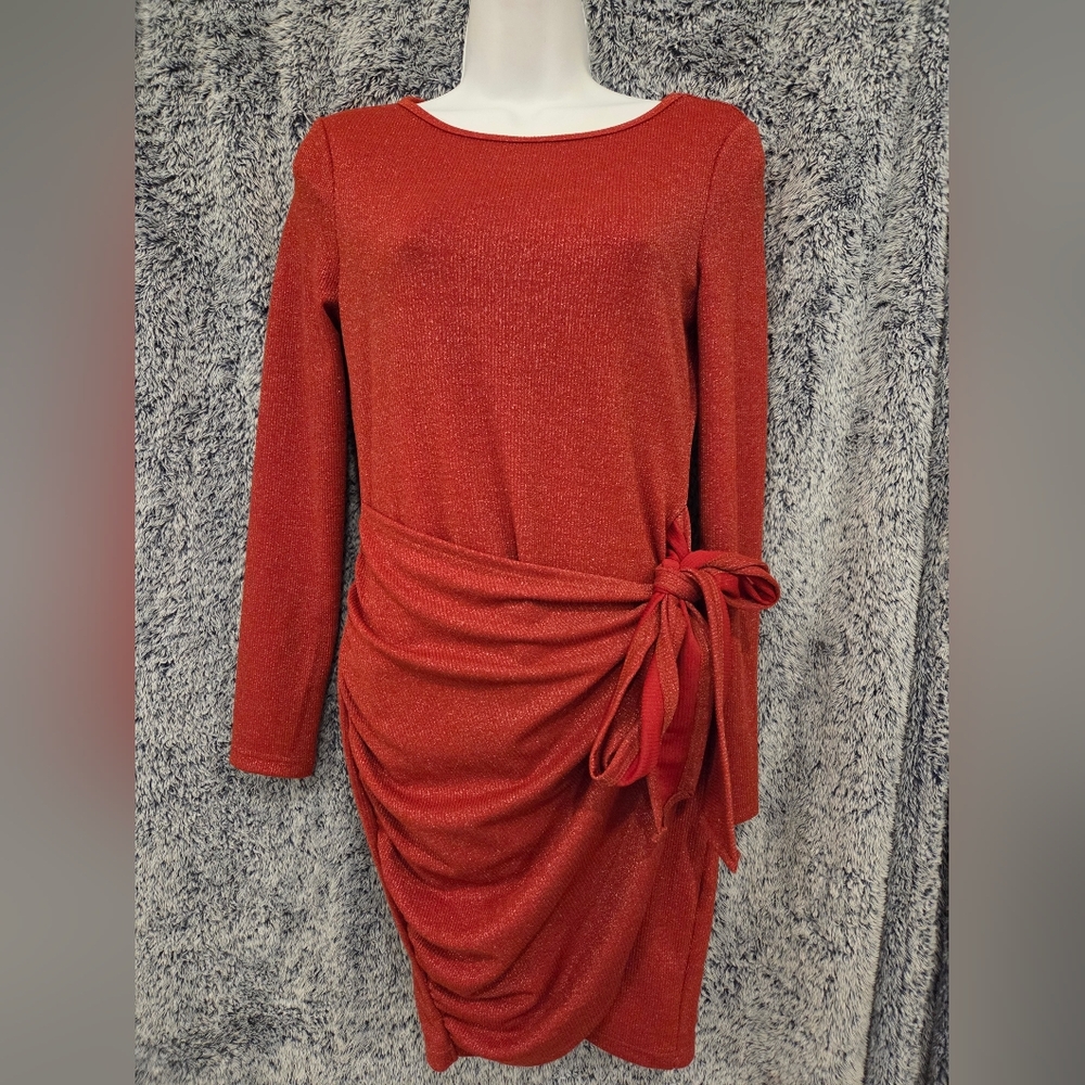 Elegant Red Long-Sleeve Dress